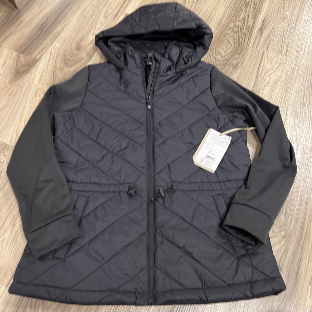 Mondetta Outdoor Project Black Mixed Media Puffer Jacket Womens Size Medium NWT